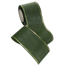 Article Ruban vert foncé pour couronnes, bordé d'or, 75 mm de large, 25 m de long - Idéal pour les décorations funéraires et l'art floral