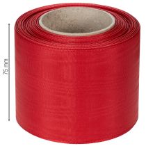 Article Ruban rouge pour couronne 75 mm x 25 m - Décoration florale funéraire, ruban résistant pour lettrage