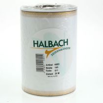 Article Ruban moiré élégant avec bordure dorée, décoration de mariage, ruban de deuil, blanc 150 mm x 25 m