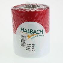 Article Ruban moiré blanc et rouge pour couronne, 125 mm - ruban de deuil, ruban décoratif, ruban à nœud, ruban festif, rouleau de 25 m