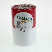 Article Ruban moiré pour couronne, ruban de deuil blanc et rouge, ruban décoratif 150 mm, ruban commémoratif à motif floral, taffetas d'acétate 25 m