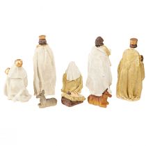 Article Crèche de Noël set 8 figurines crème or peintes à la main 6-12,5cm