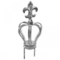 Bouchon déco couronne en métal gris, blanc délavé Ø6.5cm H12cm