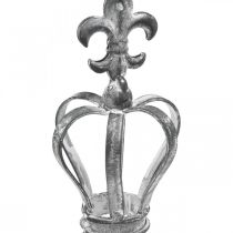 Bouchon déco couronne en métal gris, blanc délavé Ø6.5cm H12cm