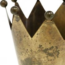 Article Photophore couronne métal aspect laiton antique Ø12.5cm H11.5cm