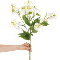 Article Fleur artificielle Gloriosa, blanche et jaune, élégante branche fleurie décorative, 80 cm, lot de 3