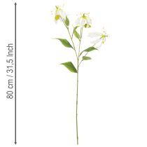 Article Fleur artificielle Gloriosa, blanche et jaune, élégante branche fleurie décorative, 80 cm, lot de 3