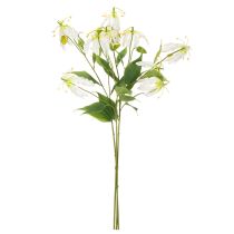 Article Fleur artificielle Gloriosa, blanche et jaune, élégante branche fleurie décorative, 80 cm, lot de 3
