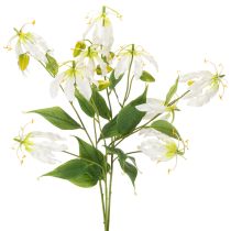 Article Fleur artificielle Gloriosa, blanche et jaune, élégante branche fleurie décorative, 80 cm, lot de 3