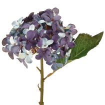 Article Hortensia artificiel décoratif, fleur artificielle bleu violet, 34 cm, 2 pièces