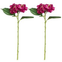 Article Hortensias Artificiels Branche Rose Feuilles de Fleurs 43cm 2pcs