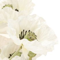 Article Coquelicots artificiels en fleurs de soie blanche L78 6 pièces