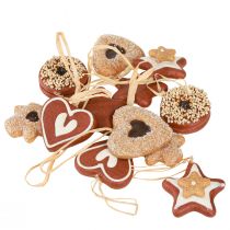 Article Décorations de Noël artificielles en forme de biscuits, ornements pour sapin, style champêtre, lot de 12