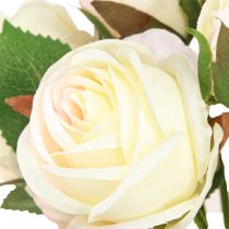 Article Bouquet de roses artificielles, fleurs artificielles, crème, 36 cm, 12 pièces