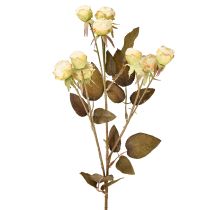 Article Roses artificielles fanées Drylook 9 pétales crème 69cm