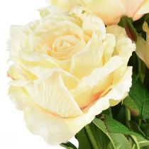 Article Roses artificielles Bouquet de fleurs artificielles Roses crème jaune Pick 54 cm