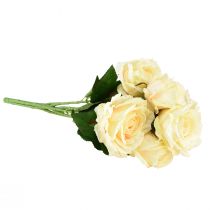 Article Roses artificielles Bouquet de fleurs artificielles Roses crème jaune Pick 54 cm