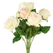 Roses artificielles Bouquet de fleurs artificielles Roses crème rose Pick 54 cm