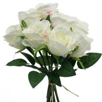 Roses artificielles en bouquet blanc 30cm 8pcs