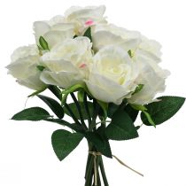 Article Roses artificielles en bouquet blanc 30cm 8 pcs