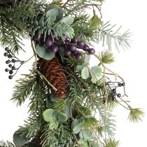 Article Couronne de l&#39;Avent artificielle décorative baies violettes Ø45cm