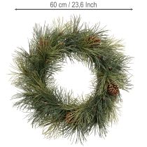 Article Couronne artificielle de branches de pin avec pommes de pin 60 cm