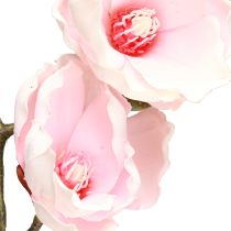 Article Branche de Magnolia Artificielle Fleurs Roses Ø8cm L100cm