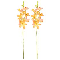 Article Branche d'orchidée artificielle 8 fleurs orange L38cm 2pcs