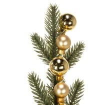 Article Branche de sapin artificielle avec mini boules de Noël dorées, 46 cm, 2 pièces