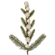 Article Branche de sapin artificielle avec mini boules de Noël blanches, 46 cm, 2 pièces