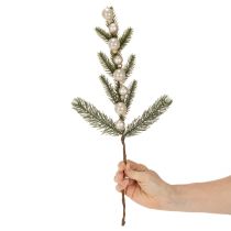 Article Branche de sapin artificielle avec mini boules de Noël blanches, 46 cm, 2 pièces