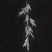 Article Branche artificielle décorative d'hiver, décoration d'hiver givrée blanche 124 cm