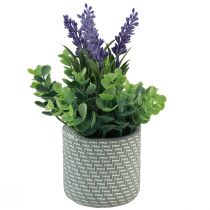 Article Lavande artificielle en pot céramique violet vert H22cm