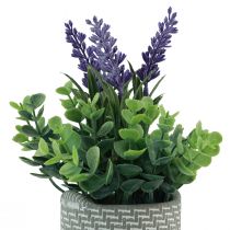 Article Lavande artificielle en pot céramique violet vert H22cm