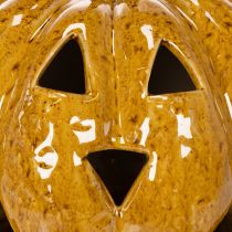 Article Citrouille en céramique avec visage, décoration LED, Halloween, 19 cm