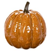 Article Citrouille en céramique décorative d'Halloween avec LED, 15 cm