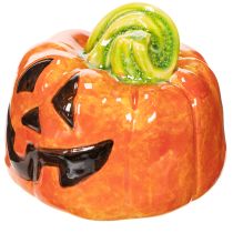 Article Figurine décorative de citrouille en céramique pour l'automne et Halloween, 8 cm