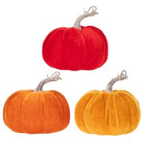 Article Citrouille en tissu pour décoration de table, décoration d'automne, 13 cm, lot de 3