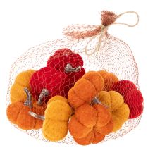 Article Ensemble décoratif de citrouilles en velours tricolore, mini-citrouilles de 5 cm, 12 pièces