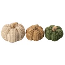 Article Citrouilles décoratives tricotées, décoration d'automne, 10 cm, lot de 6