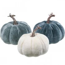Article Décoration citrouille automne beige gris floqué H11cm Ø12cm 3 pcs
