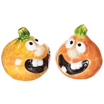 Article Figurine de citrouille décorative, 6 cm, lot de 2, idéale pour une décoration d'automne amusante.