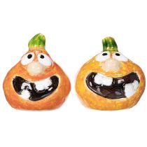 Article Figurine de citrouille décorative, 6 cm, lot de 2, idéale pour une décoration d'automne amusante.