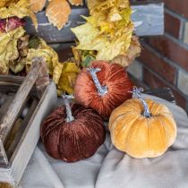 Citrouille Déco Automne Orange Marron Floqué Ø12cm 3pcs