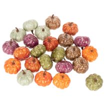 Article Ensemble de 24 mini citrouilles décoratives, décorations d'automne et d'Halloween, couleurs assorties, 4 cm