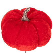 Article Citrouille décorative sur fil de fer, décoration d'automne, velours, ensemble tricolore, 8 cm, 9 pièces
