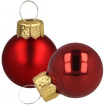 Mini boules de Noël en verre rouge mat/brillant Ø2cm 44 pièces