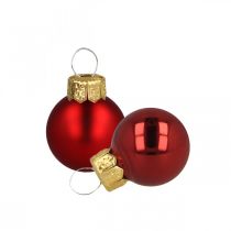 Mini boules de Noël en verre rouge mat/brillant Ø2cm 45p