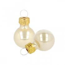 Mini boules de Noël en verre crème mat/brillant Ø2cm 44 pièces