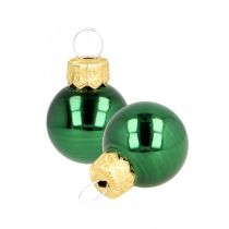 Mini boules de Noël en verre vert mat/brillant Ø2cm 45p